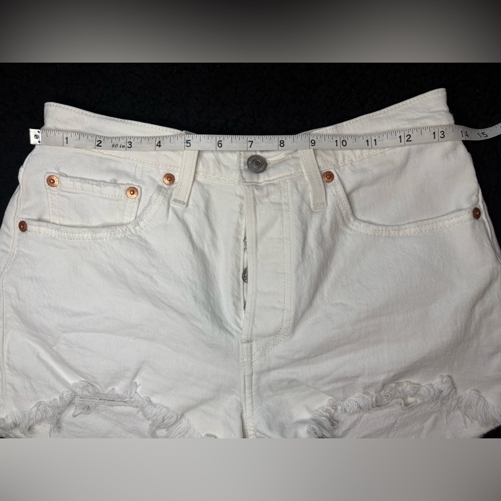 Levi's White Frayed Hem Jean Shorts - Picture 8 of 9